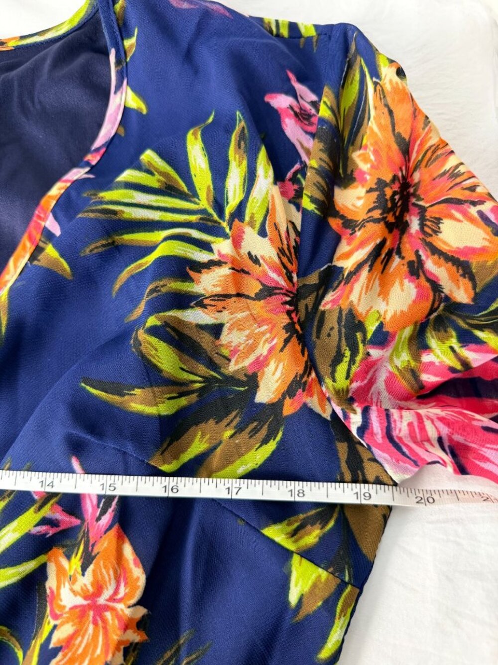 Renn Womens XL Tropical Floral Maxi Dress Blue Long Sleeve Belted NWT - Picture 11 of 16